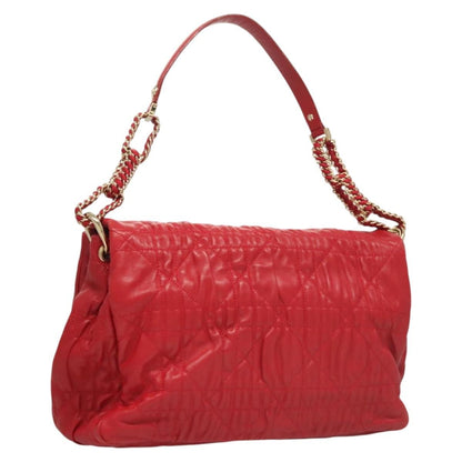 Christian Dior Delidior Chain Shoulder Bag Cannage Quilt Leather, RED, LEATHER, Shoulder bag
