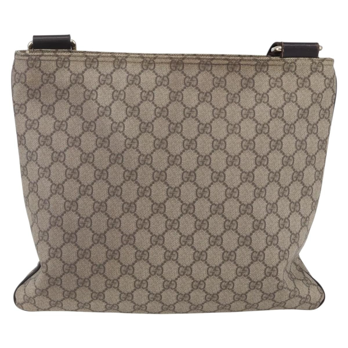 Gucci Zip Top Messenger Bag GG Coated Canvas, BEIGE, PVC, Shoulder bag