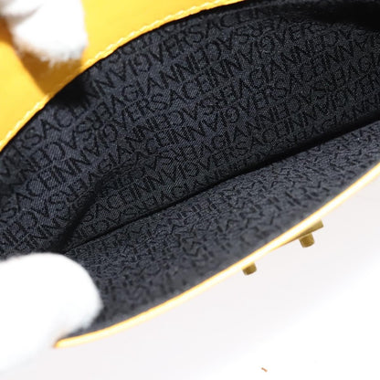 Versace Wristlet Pouch Leather, YELLOW, LEATHER, Clutche & pouche