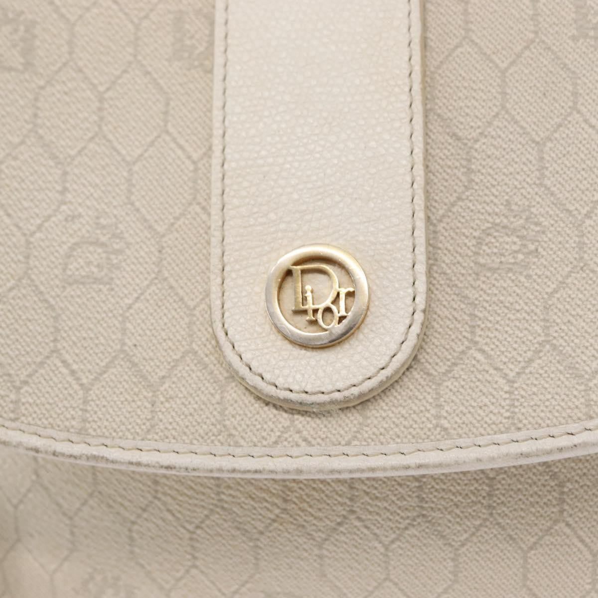 Christian Dior Vintage Honeycomb Flap Crossbody Bag Canvas and Leather, WHITE, CANVAS, Shoulder bag
