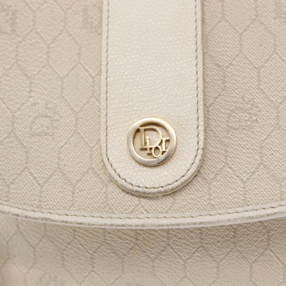 Christian Dior Vintage Honeycomb Flap Crossbody Bag Canvas and Leather, WHITE, CANVAS, Shoulder bag