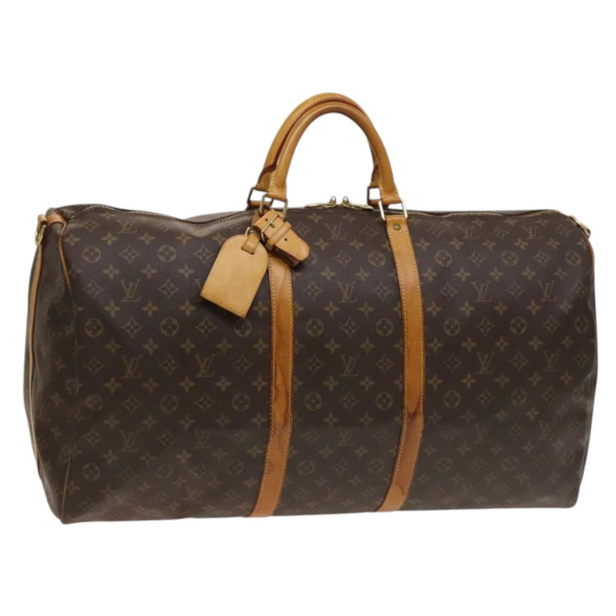 Louis Vuitton Keepall Bandouliere Bag Monogram Canvas, BROWN, CANVAS, Travel bag