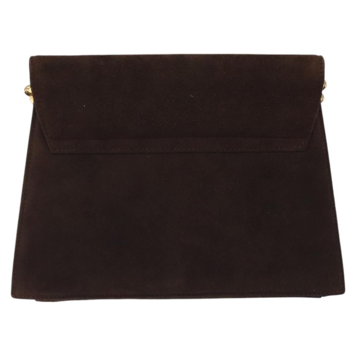 Salvatore Ferragamo Vintage Flap Chain Shoulder Bag Leather, BROWN, SUEDE, Shoulder bag