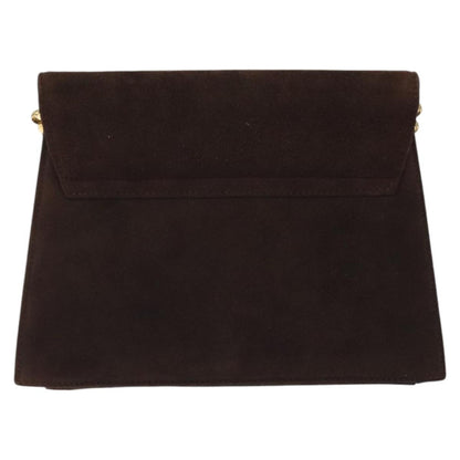 Salvatore Ferragamo Vintage Flap Chain Shoulder Bag Leather, BROWN, SUEDE, Shoulder bag