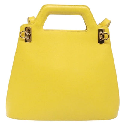 Salvatore Ferragamo Wanda Top Handle Shoulder Bag Leather, YELLOW, LEATHER, Handbag
