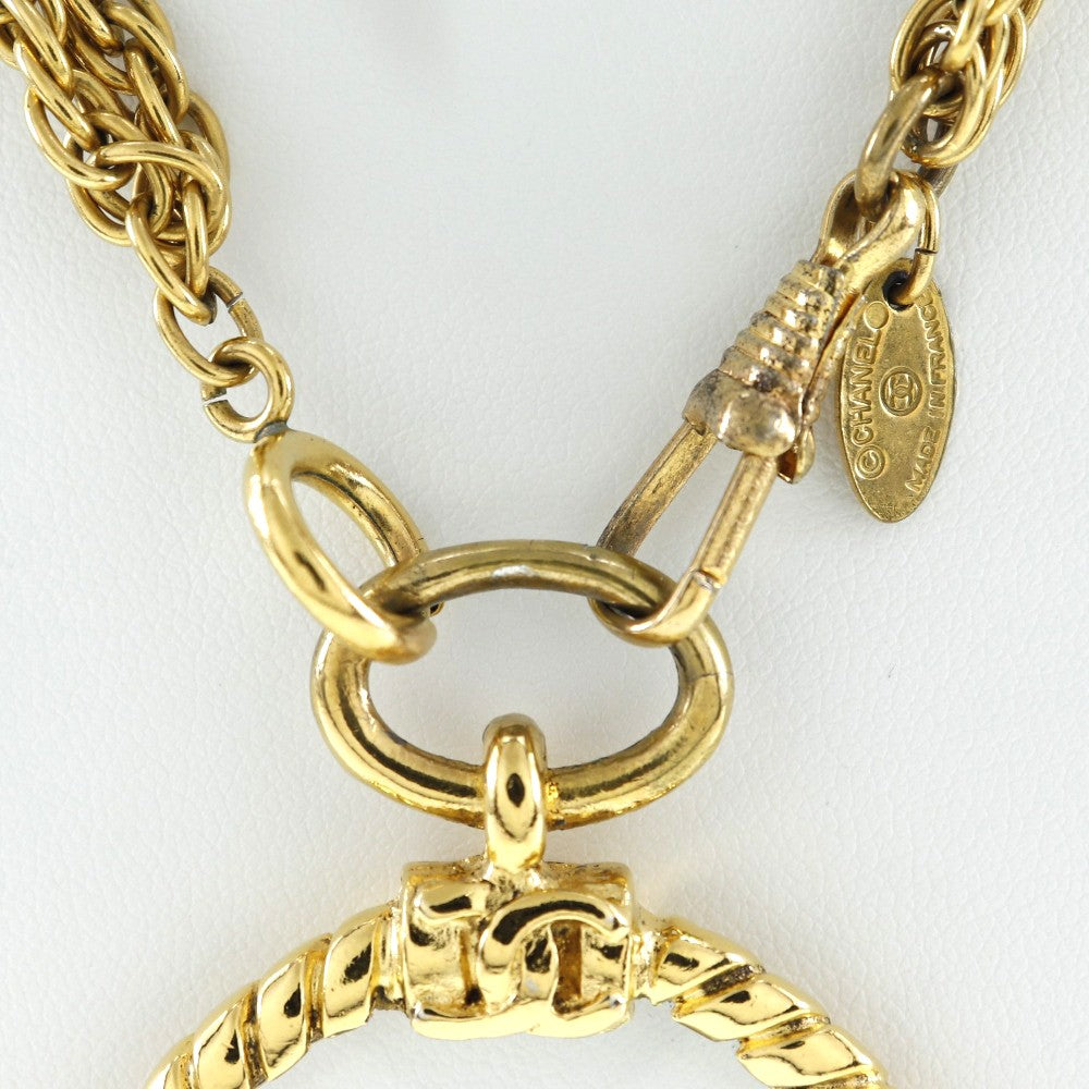 Chanel Vintage Double CC Pendant Necklace Metal, GOLD, GOLD_PLATED, Necklace