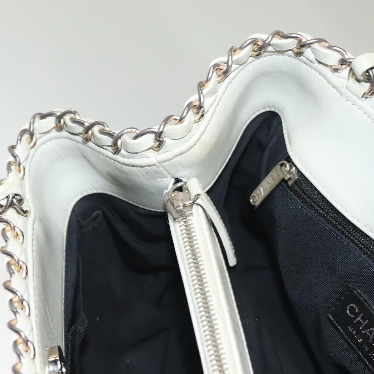 Chanel Chain Me Tote Quilted Calfskin, WHITE, LEATHER, Tote bag