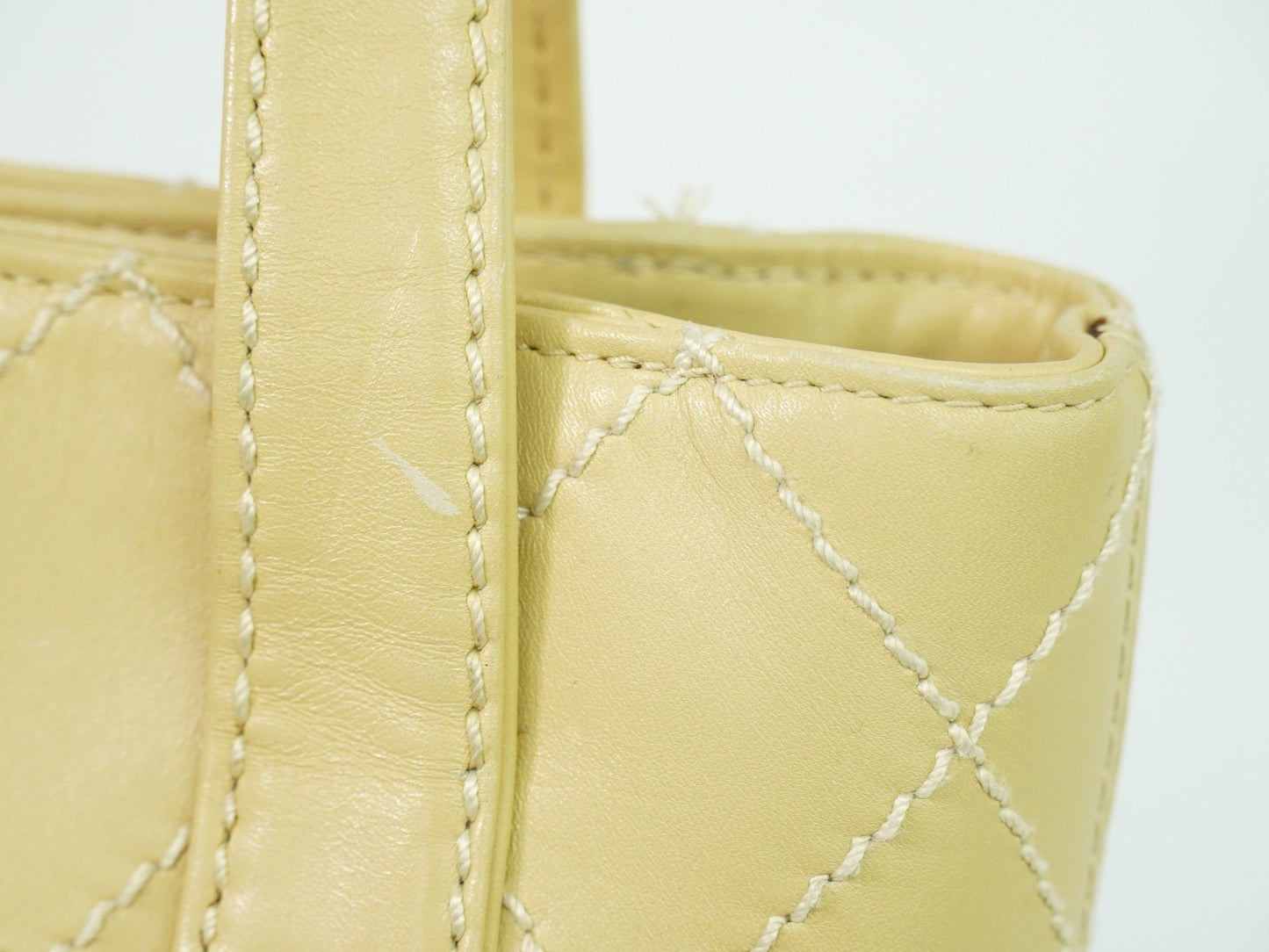 Chanel Surpique Tote Quilted Leather, BEIGE, LEATHER, Handbag