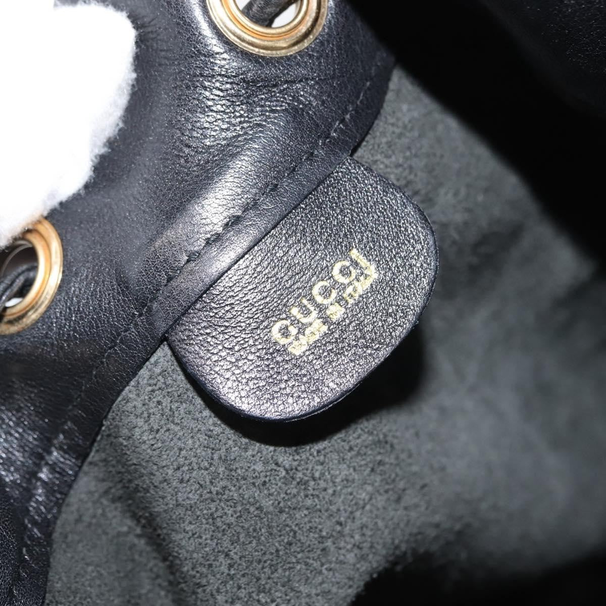 Gucci Vintage Bamboo Sling Backpack Leather, BLACK, LEATHER, Backpack