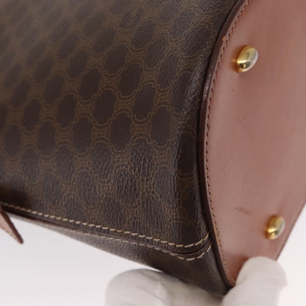 Celine Vintage Macadam Handbag Canvas and Leather, BROWN, CANVAS, Handbag