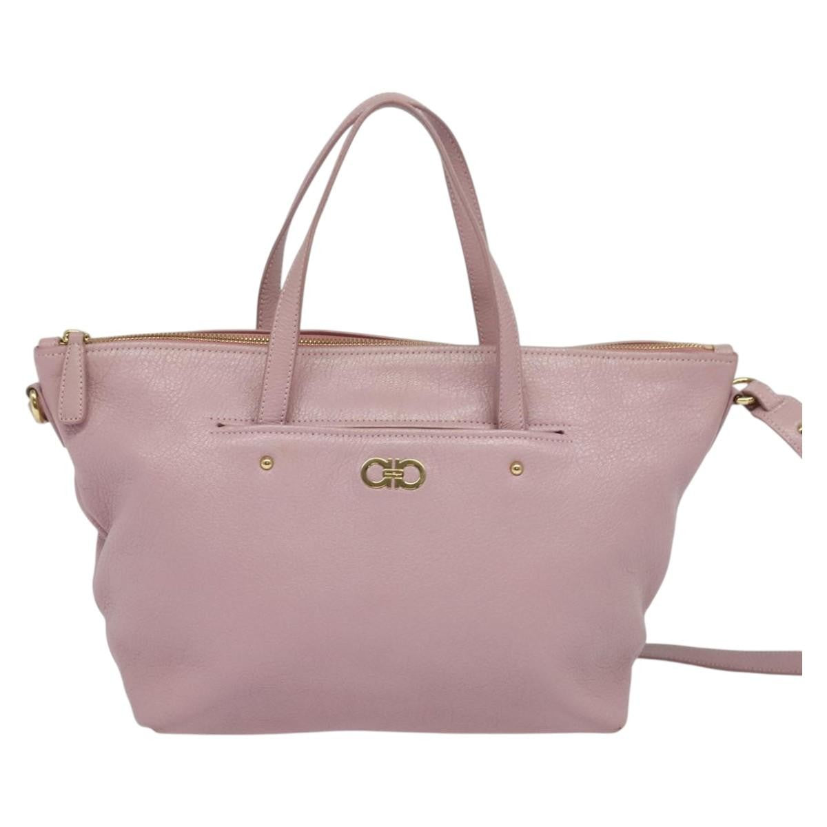 Salvatore Ferragamo Gancini Tote Leather, PINK, LEATHER, Tote bag