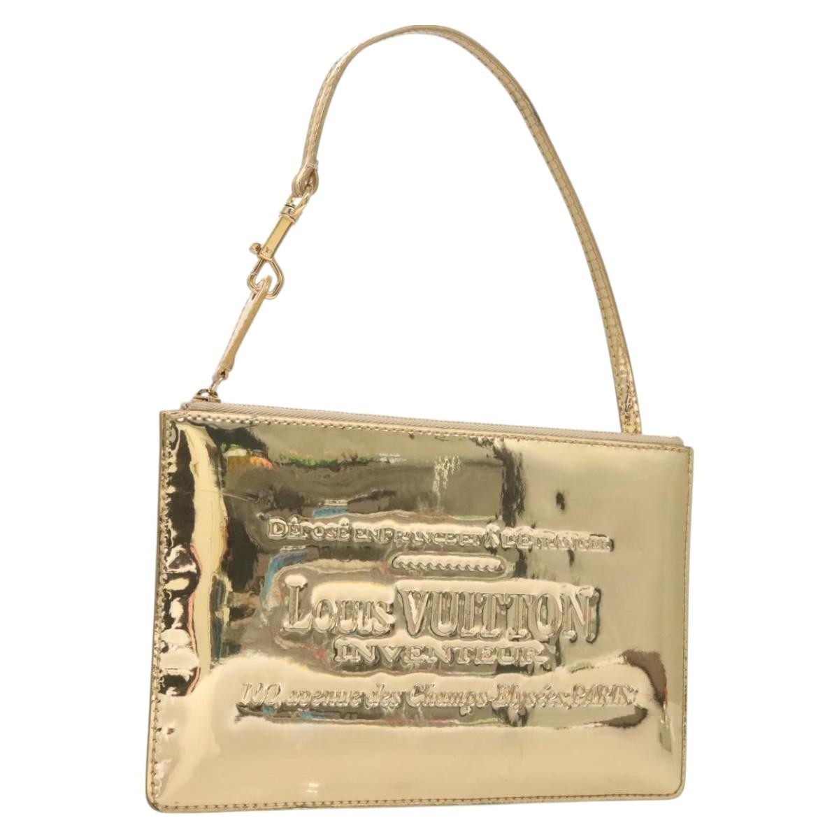 Louis Vuitton Pochette Plate Monogram mirror, GOLD, CANVAS, Clutche & pouche