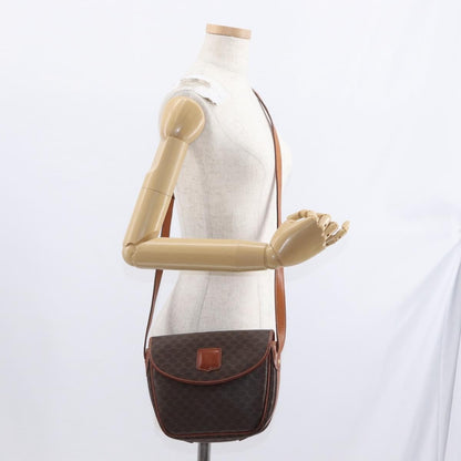 Celine Vintage Macadam Shoulder Bag Canvas and Leather, BROWN, CANVAS, Shoulder bag