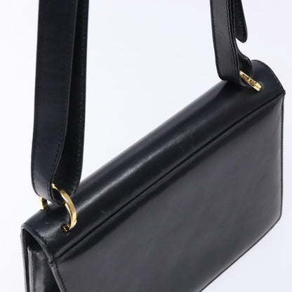 Salvatore Ferragamo Gancini Shoulder Bag Leather, NAVY, LEATHER, Shoulder bag