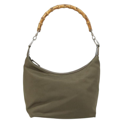 Gucci Vintage Bamboo Shoulder Bag Nylon, KHAKI, NYLON, Shoulder bag