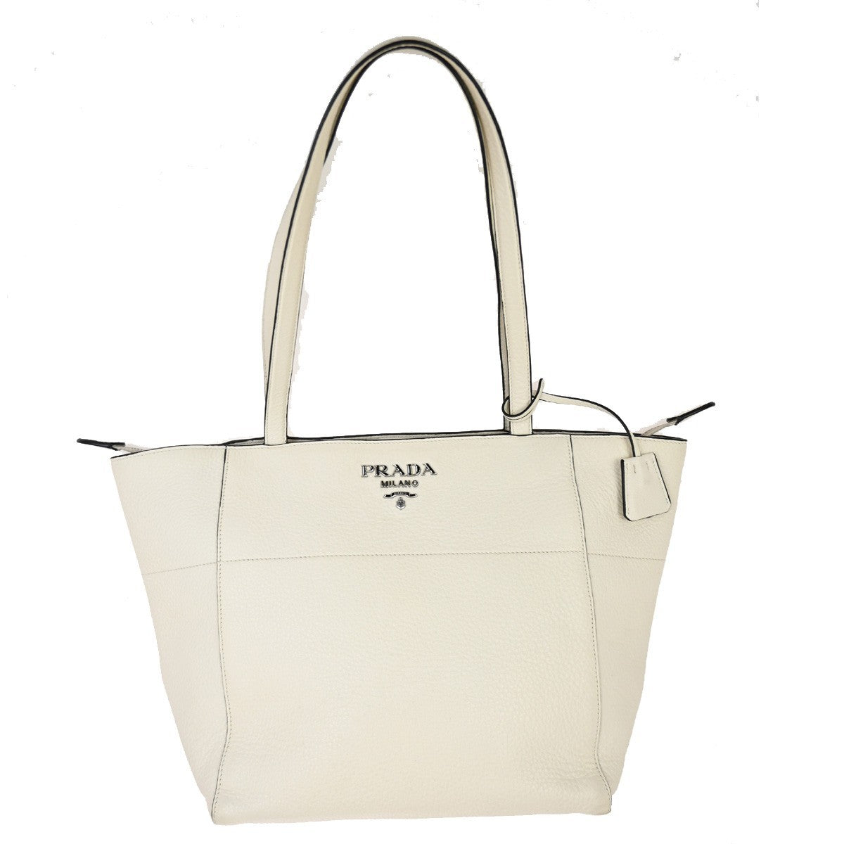Prada Vintage Tote Leather, WHITE, LEATHER, Tote bag