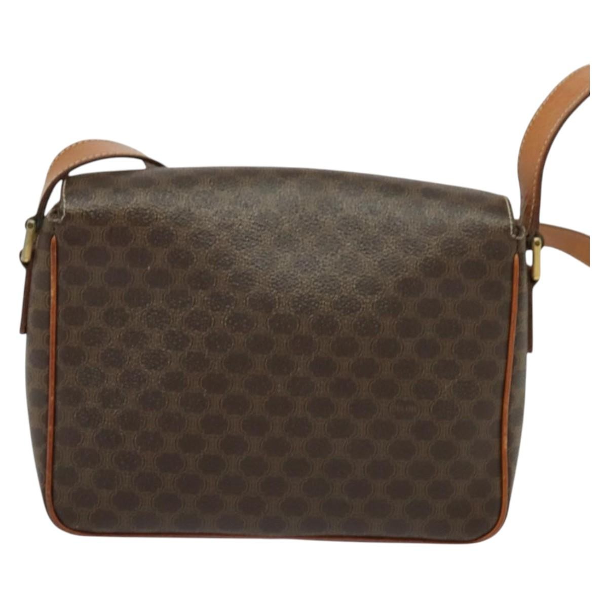 Celine Macadam Shoulder Bag PVC Leather, BROWN, CANVAS, Shoulder bag