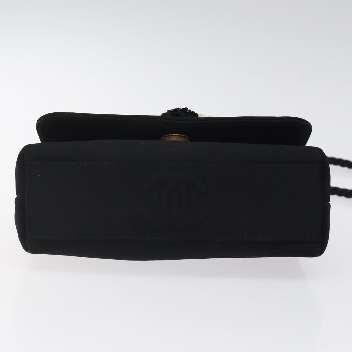 Chanel Vintage Camellia Flap Crossbody Bag Silk, BLACK, SILK, Shoulder bag