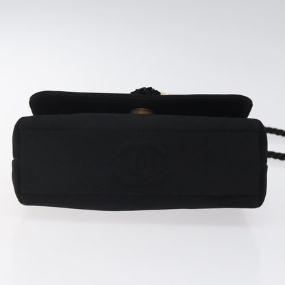 Chanel Vintage Camellia Flap Crossbody Bag Silk, BLACK, SILK, Shoulder bag