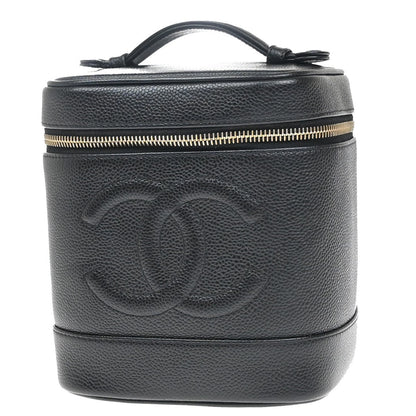 Chanel Vanity pouch Leather, BLACK, LEATHER, Toiletry Case