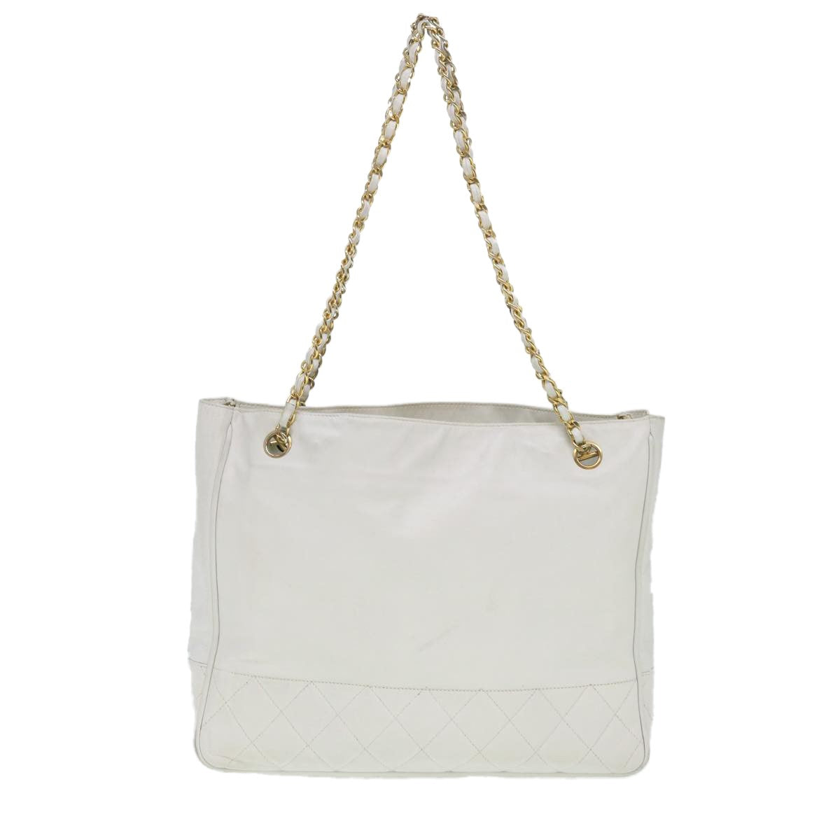 Chanel Vintage Shopping Tote Lambskin, WHITE, LEATHER, Shoulder bag