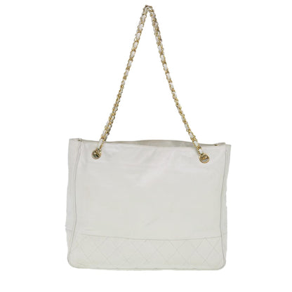 Chanel Vintage Shopping Tote Lambskin, WHITE, LEATHER, Shoulder bag