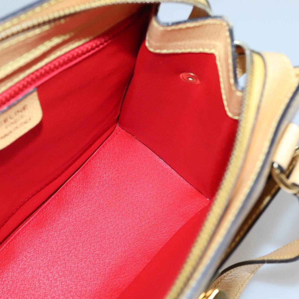 Celine Vintage turn lock shoulder bag Leather, YELLOW, LEATHER, Shoulder bag