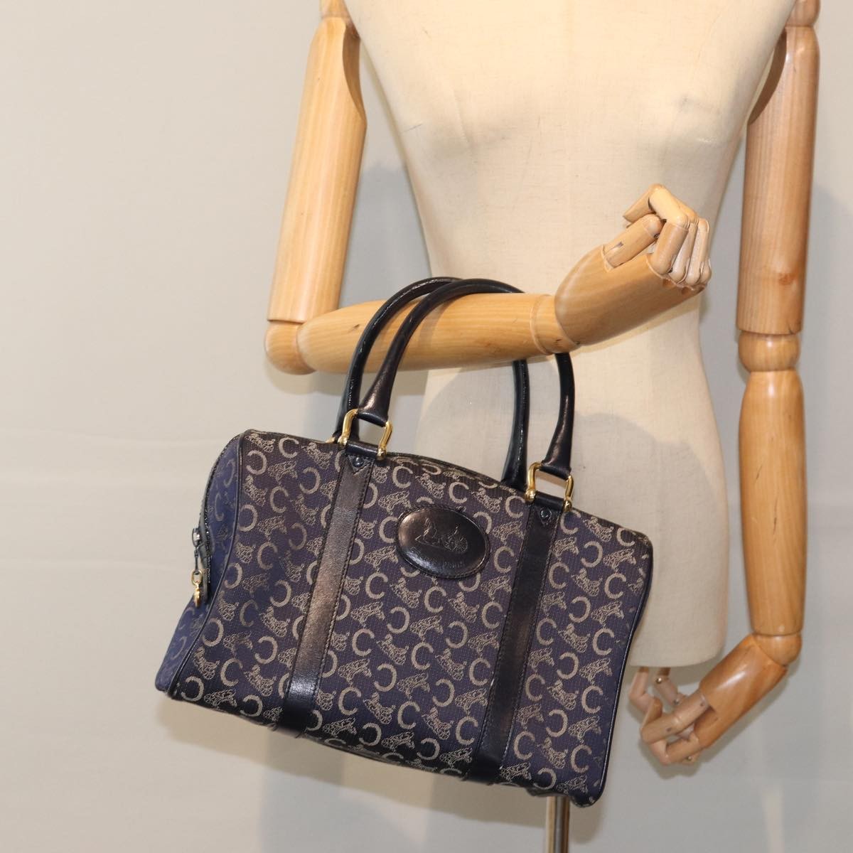 Celine C Sulky Boston bag Canvas, NAVY, CANVAS, Travel bag