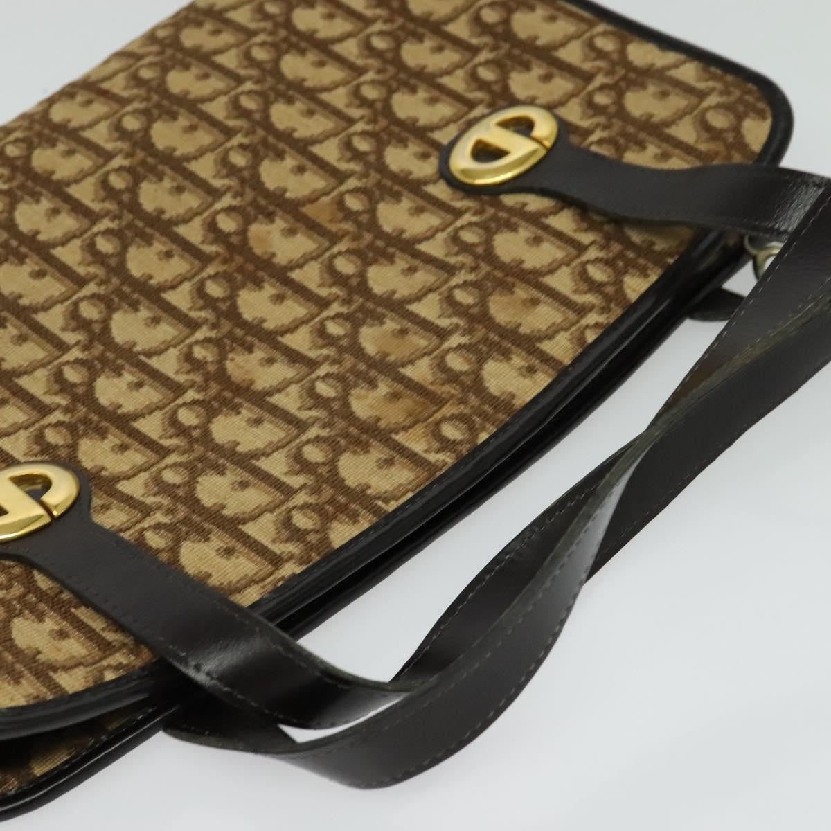 Christian Dior Vintage Trotter Handbag Canvas, BROWN, CANVAS, Handbag