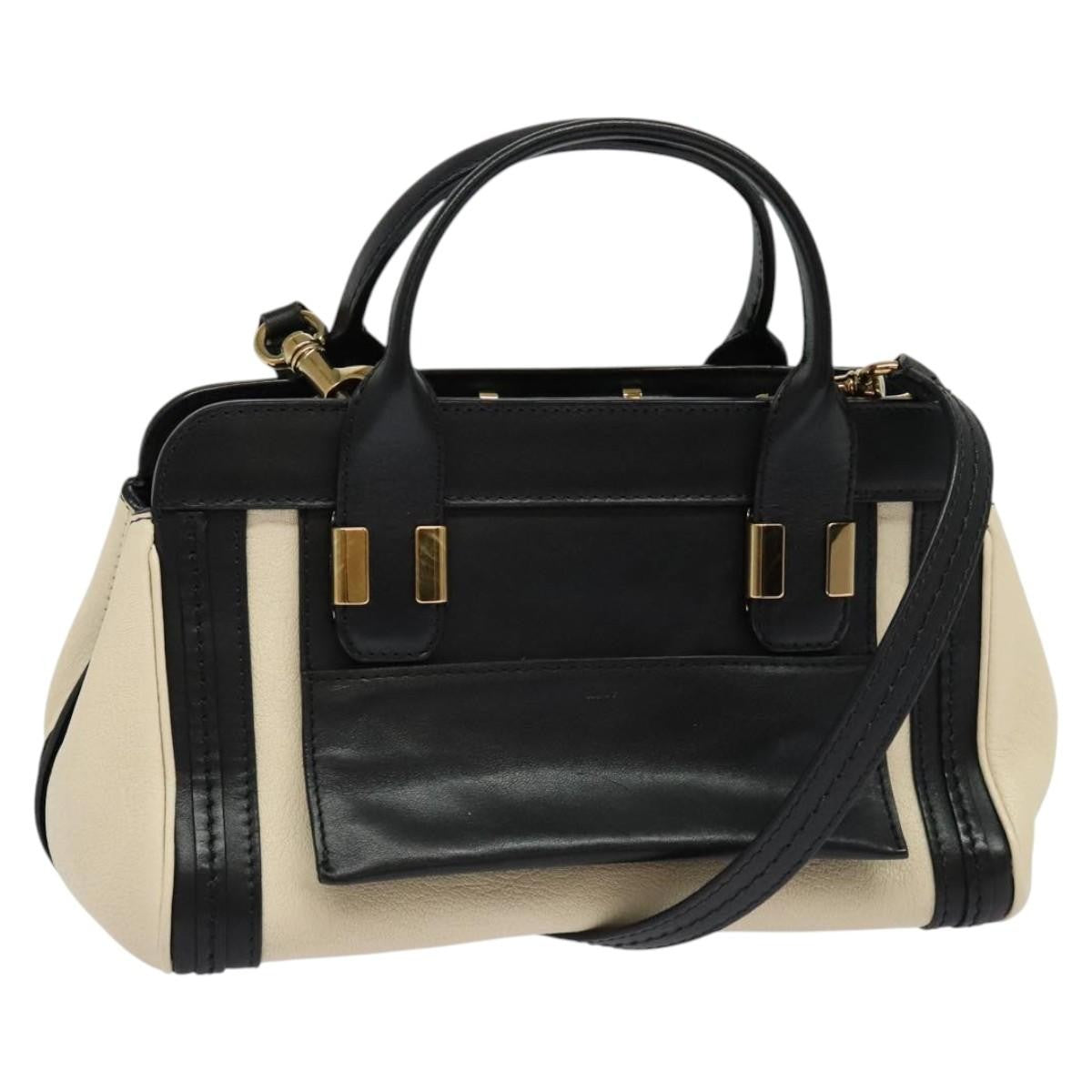 Chloe Alice Satchel Leather, WHITE, LEATHER, Handbag