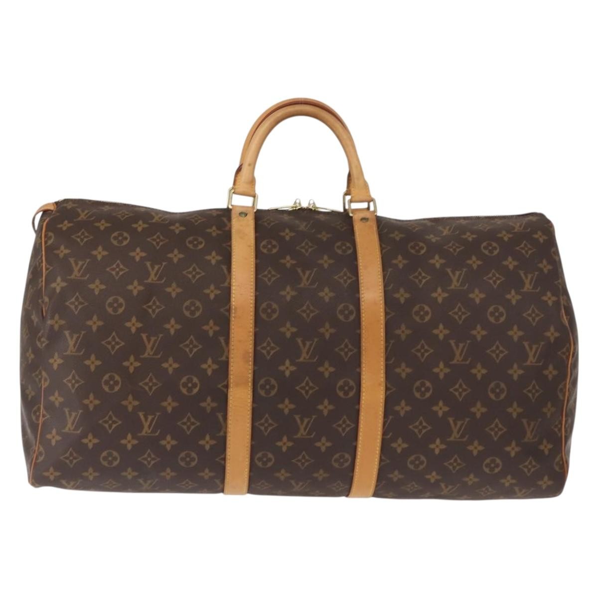 Louis Vuitton Keepall Bag Monogram Canvas, BROWN, CANVAS, Travel bag