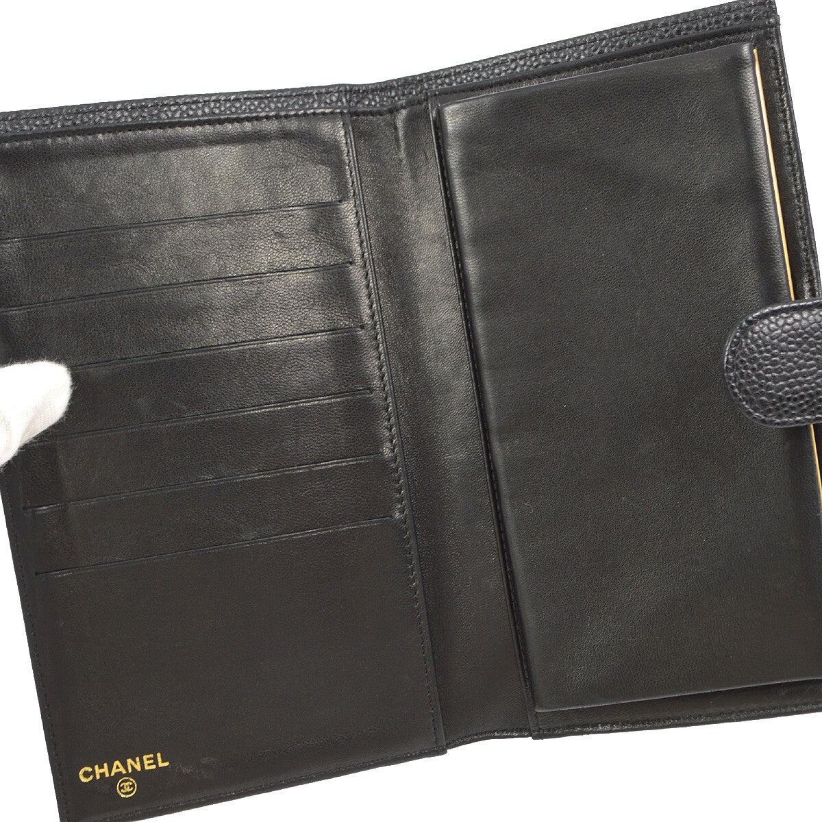 Chanel Timeless CC French Wallet Caviar, BLACK, LEATHER, Wallets