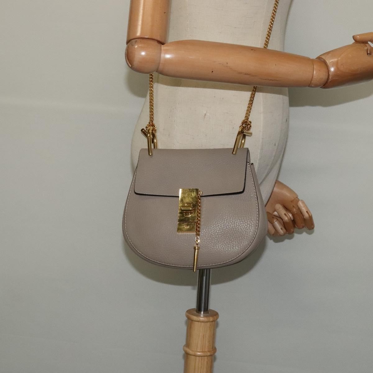 Chloe Drew Crossbody Bag Leather, GRAY, LEATHER, Shoulder bag