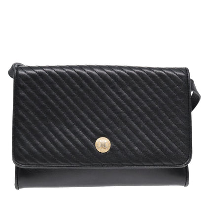 Celine Vintage Flap Shoulder Bag Leather, BLACK, LEATHER, Shoulder bag