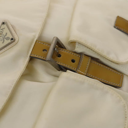 Prada Double Front Pocket Backpack Tessuto, WHITE, NYLON, Backpack