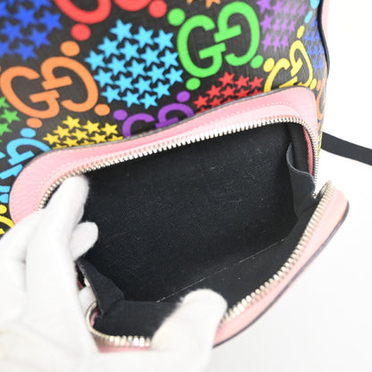 Gucci Zip Pocket Backpack Psychedelic Print GG Coated Canvas, MULTICOLOUR, LEATHER, Backpack