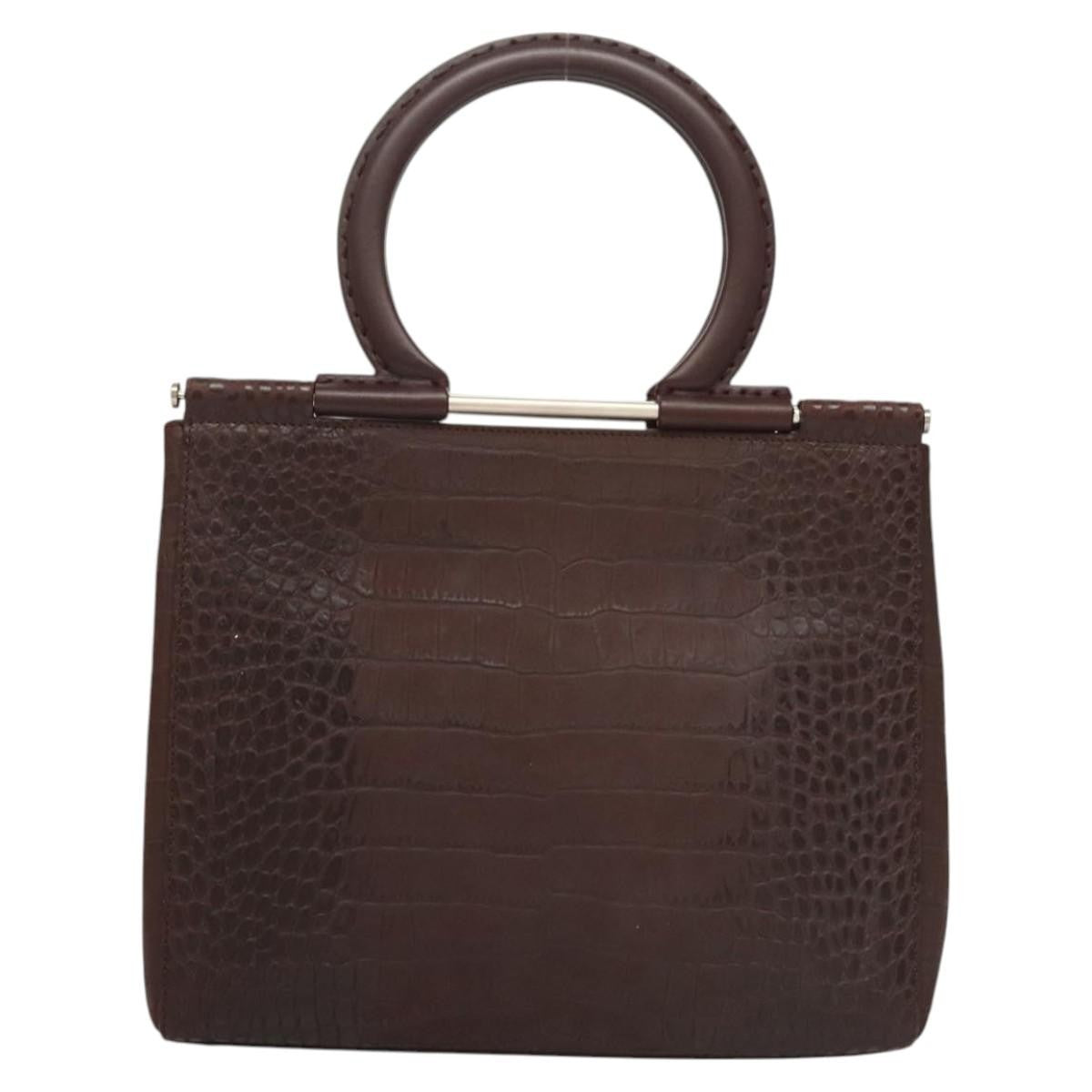 Salvatore Ferragamo Gancini handbag Leather, BROWN, LEATHER, Handbag