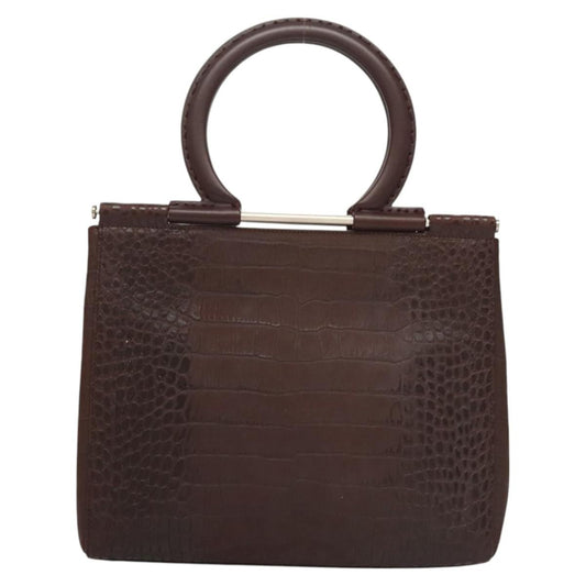 Salvatore Ferragamo Gancini handbag Leather, BROWN, LEATHER, Handbag