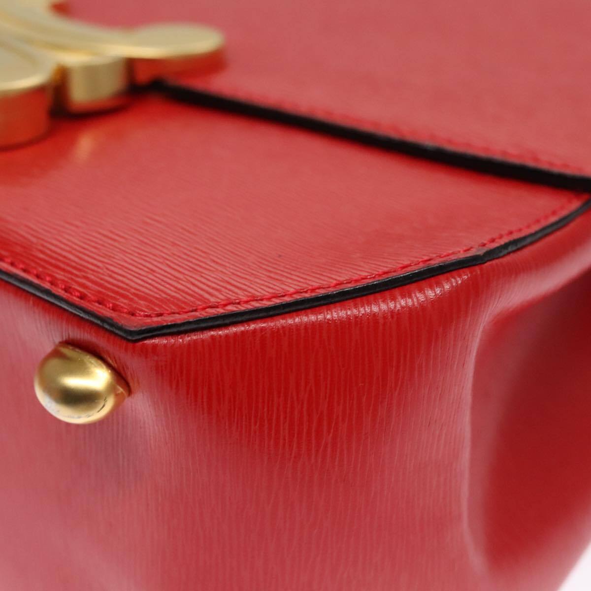 Celine Cuir Triomphe Bag Leather, RED, LEATHER, Handbag