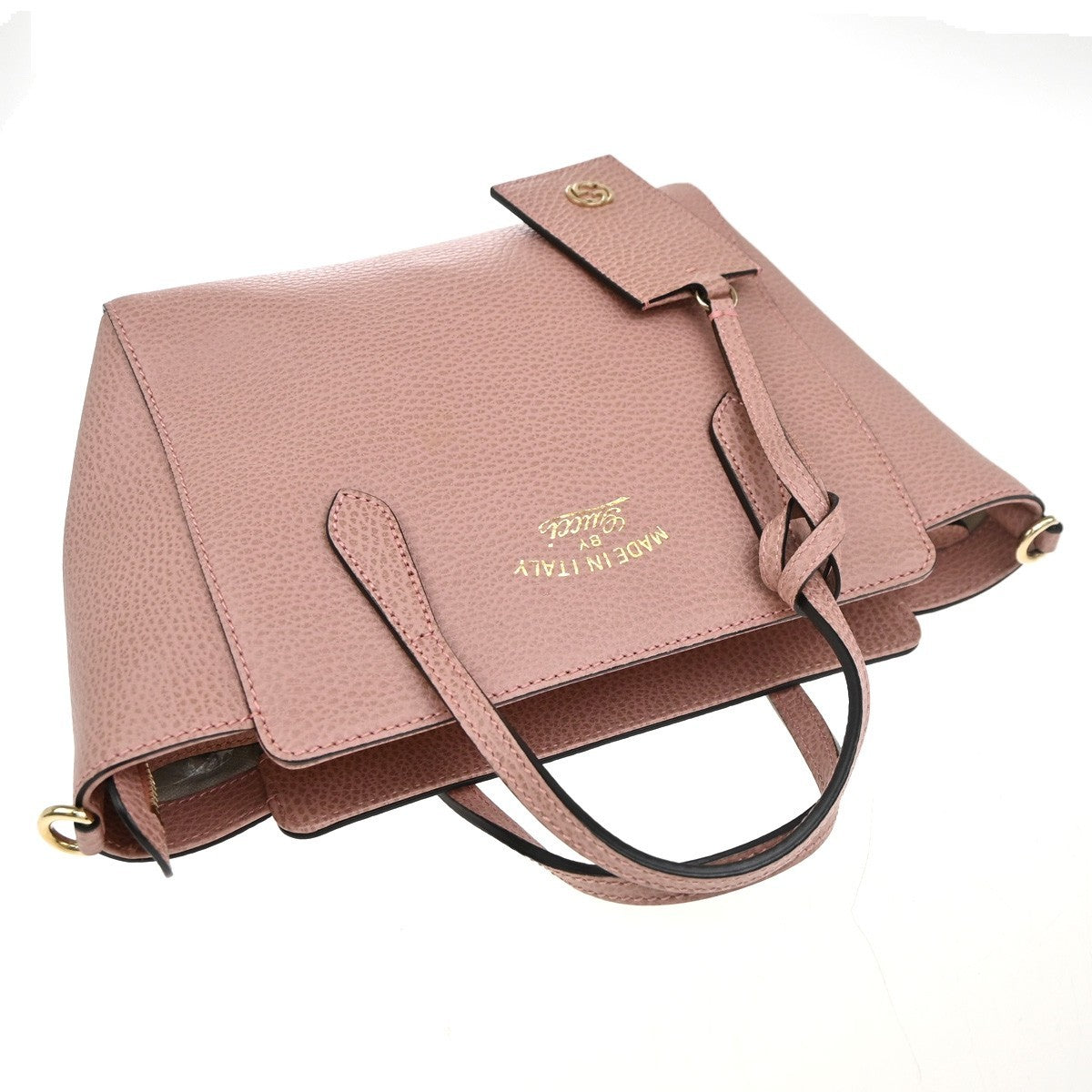 Gucci Swing Crossbody Bag Pebbled Leather, Pink, Leather, Handbag