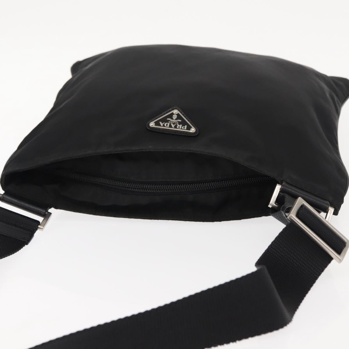 Prada Flat Messenger Bag Tessuto, BLACK, NYLON, Shoulder bag