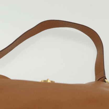 Salvatore Ferragamo Gancini Shoulder Bag Leather, BROWN, LEATHER, Handbag