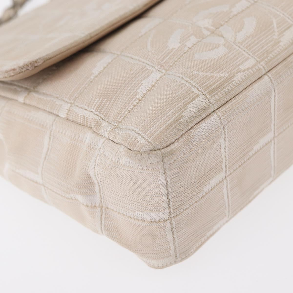 Chanel Travel Line Flap Bag Canvas, BEIGE, CANVAS, Shoulder bag