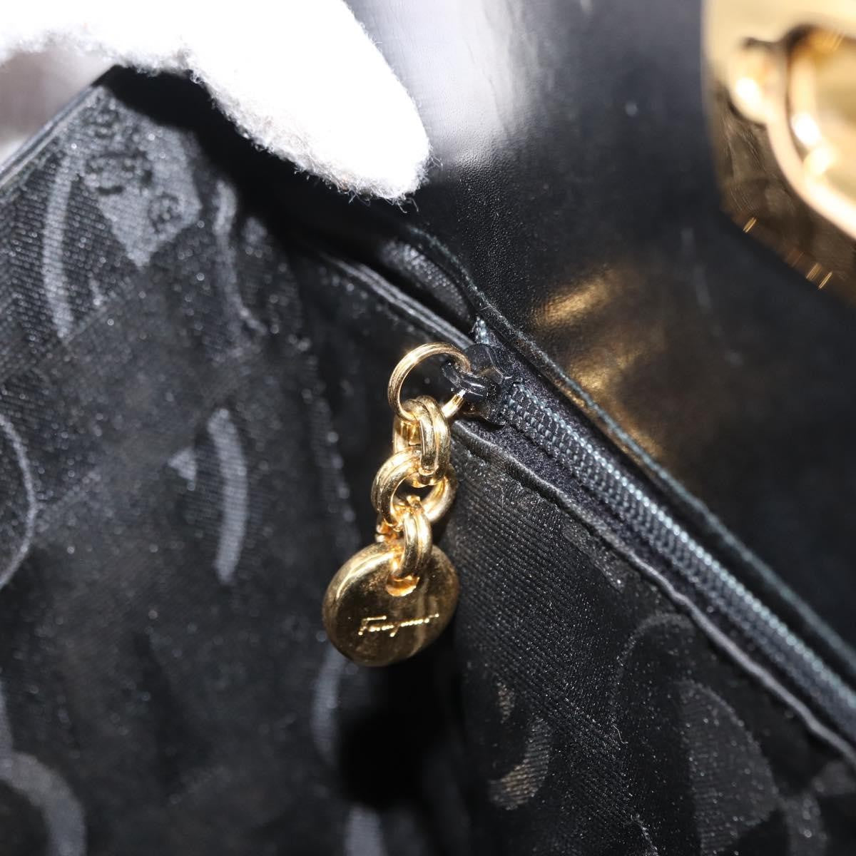 Salvatore Ferragamo Vintage Gancini Chain Shoulder Bag Leather, BLACK, LEATHER, Shoulder bag