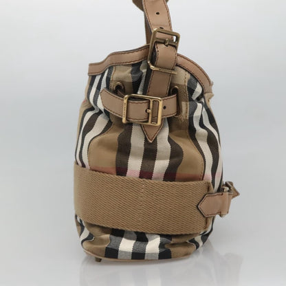 Burberry Parsons Hobo House Check Canvas and Leather, BEIGE, CANVAS, Shoulder bag