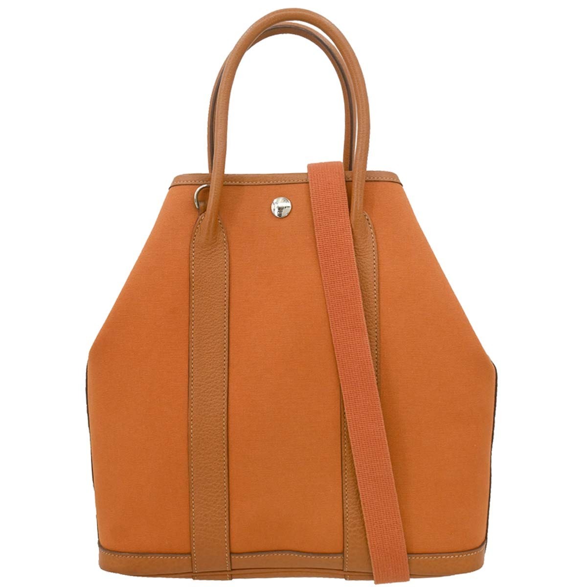 Hermes Garden File Tote Toile and Leather, ORANGE, CANVAS, Tote bag