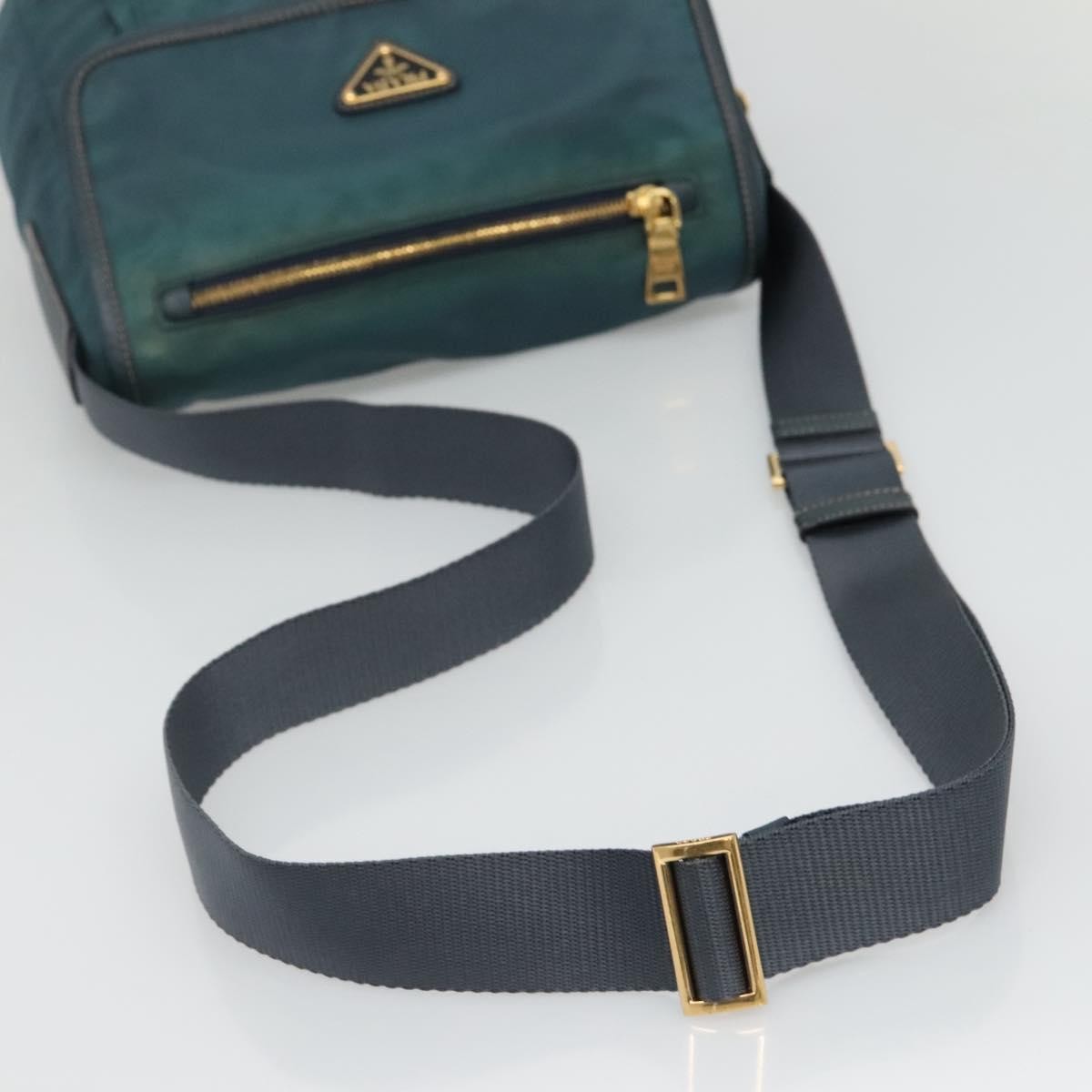 Prada Buckle Messenger Bag Tessuto, GREEN, NYLON, Shoulder bag