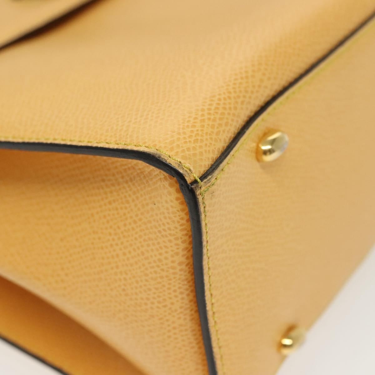 Celine Vintage Convertible Turnlock Top Handle Bag Leather, YELLOW, LEATHER, Handbag