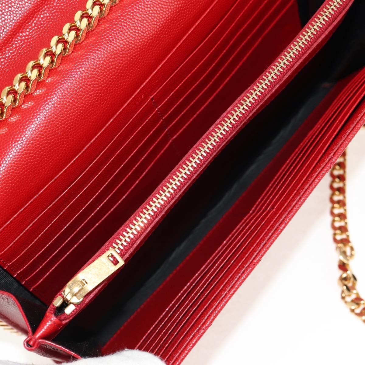 Saint Laurent Cassandra Wallet on Strap leather, RED, LEATHER, Shoulder bag