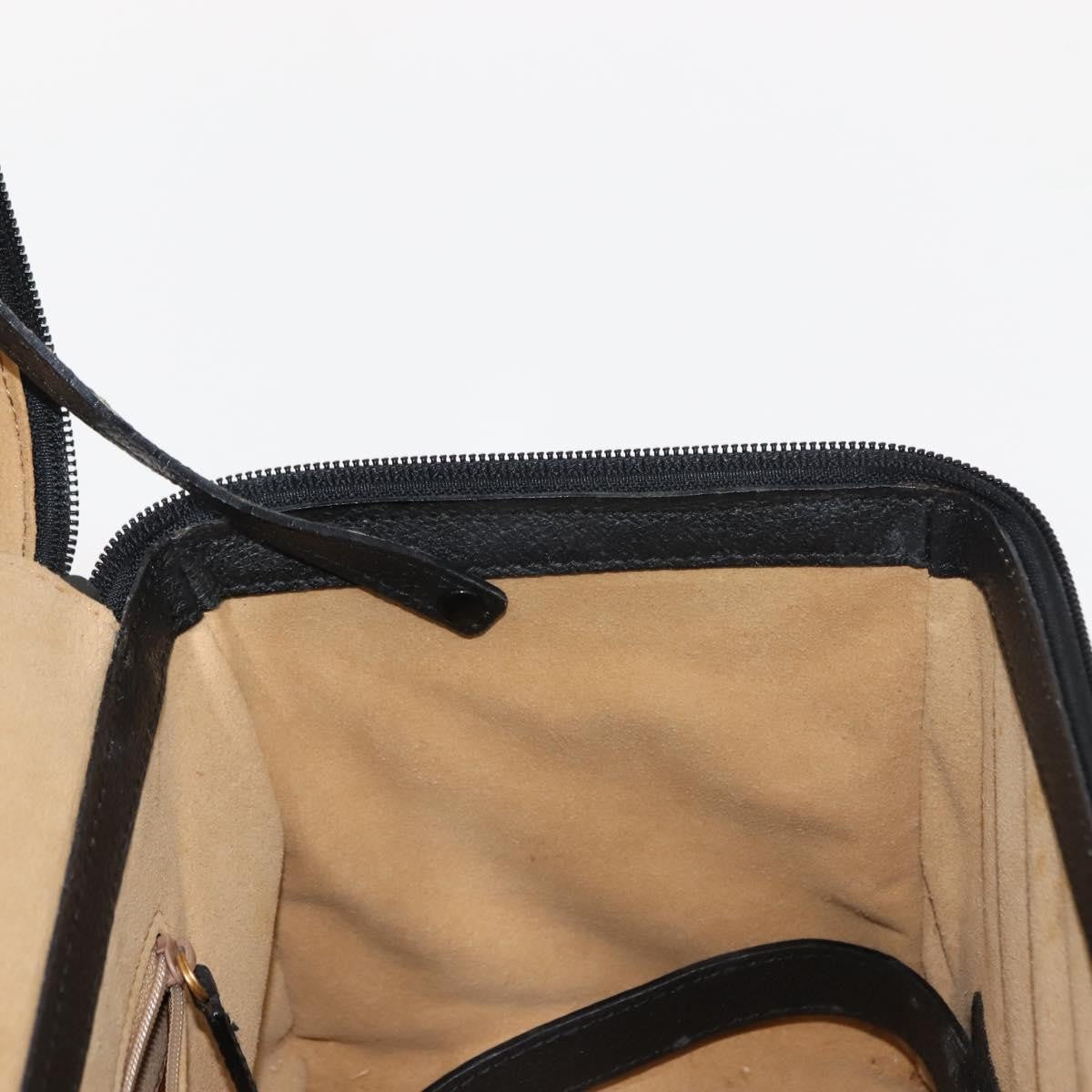 Gucci Vintage Bamboo Vanity Case Leather, NAVY, LEATHER, Handbag